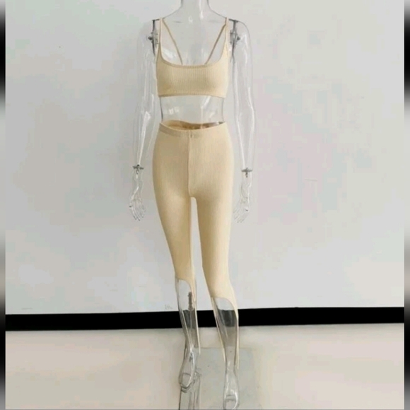 Cream Ribbed Two-Piece Set - Picture 5 of 8